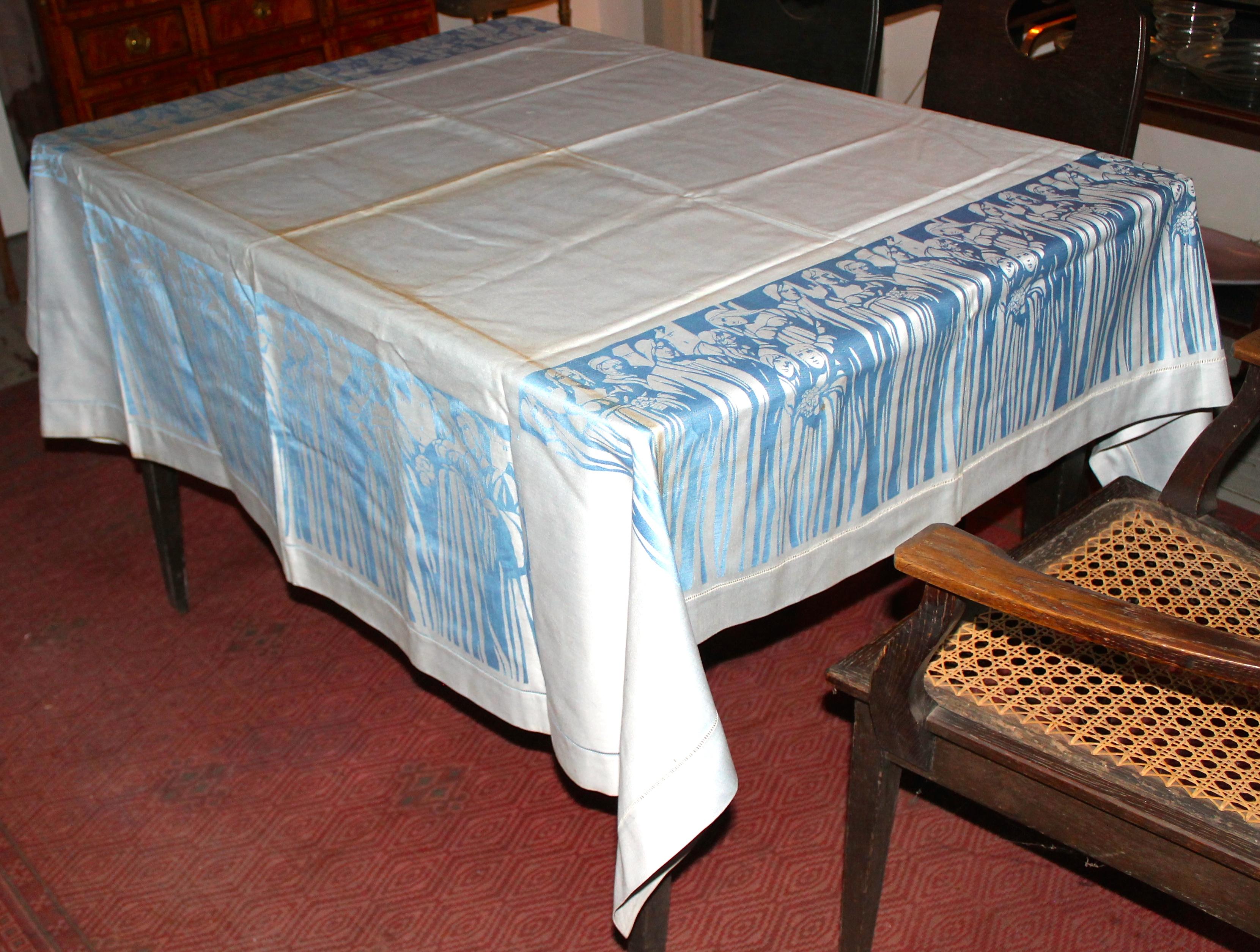 Début du 20ème siècle Ferdinand Nigg:: Demask Jugenstil Norbert Langer and Sohne Nappes/serviettes de table en vente