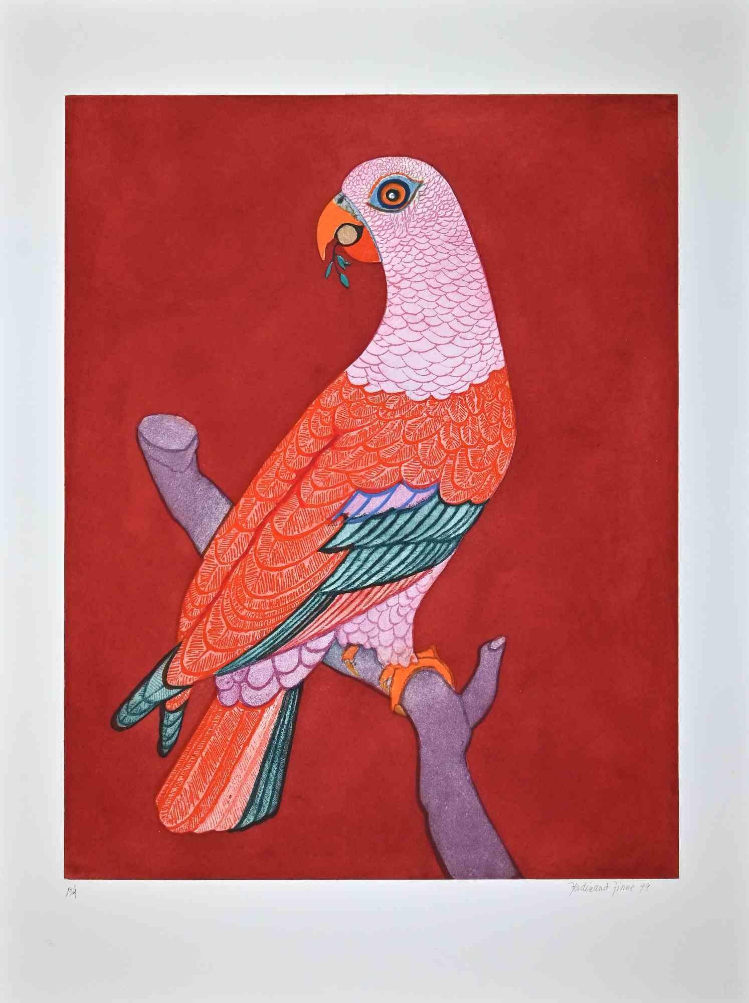 Ferdinand Oscar Finne Figurative Print - A Falcon  - Original Lithograph by Ferdinand Finne - 1999