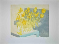 Blumen  - Radierung und Aquatinta von Ferdinand Finne - 1980