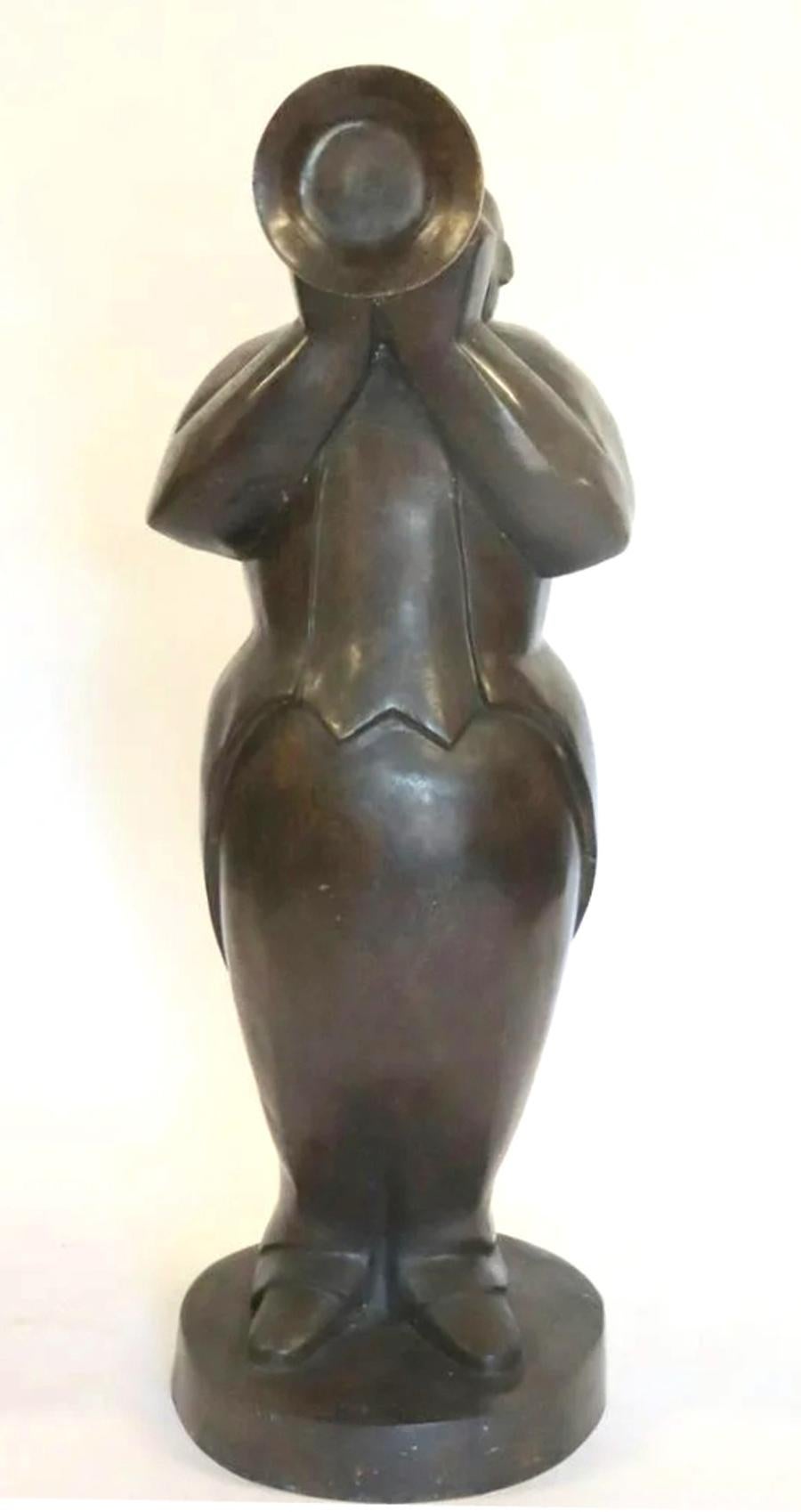 Französische moderne lebensgroße Skulptur eines Trompeters, geschaffen von Ferdinand Parpan (Parfan). Das Stück ist signiert 