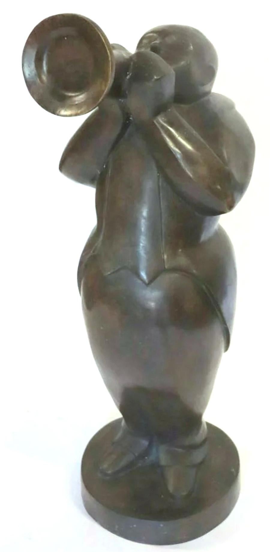 Ferdinand Parpan Französische Moderne Lebensgroße Bronzeskulptur Trompetenspieler im Zustand „Gut“ im Angebot in New York, NY
