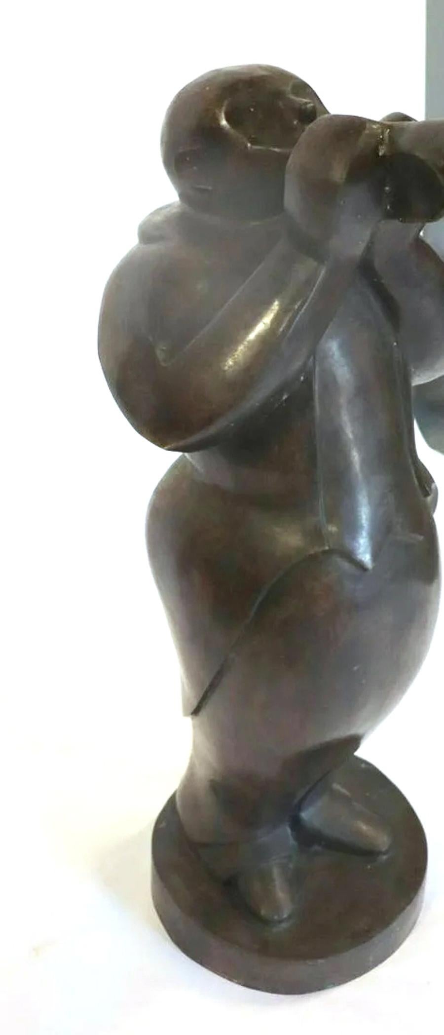 Ferdinand Parpan French Modern Life-Size Bronze Trumpet Player Sculpture For Sale 1