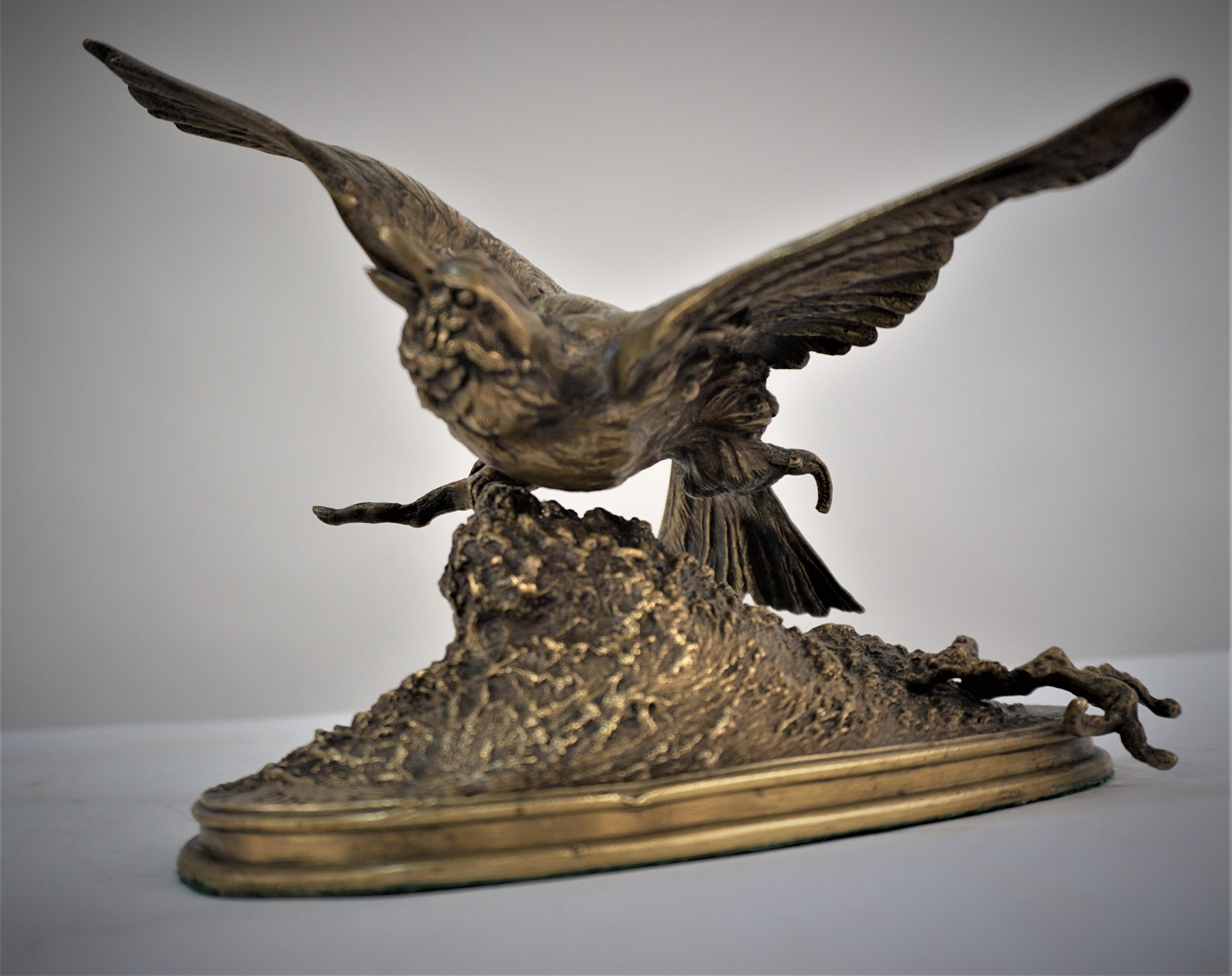 Ferdinand Pautrot '1832-1874' 19th Century French Bronze Bird Perched on Branch For Sale 3