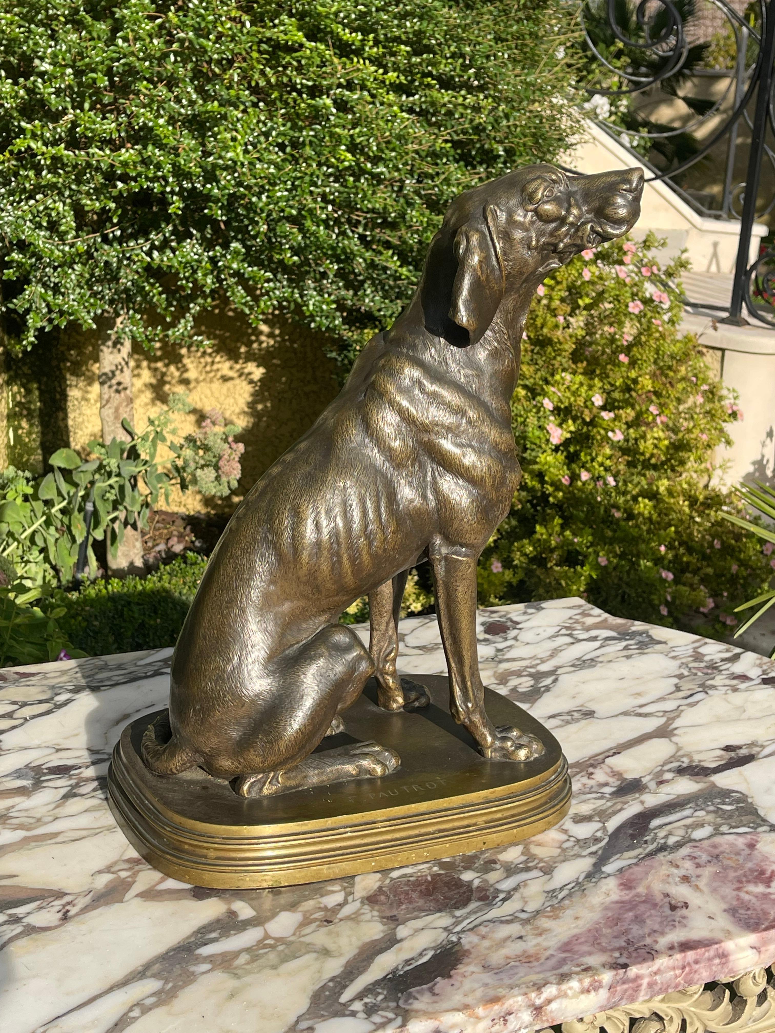 Ferdinand PAUTROT - Bronze, chien de chasse en vente 3