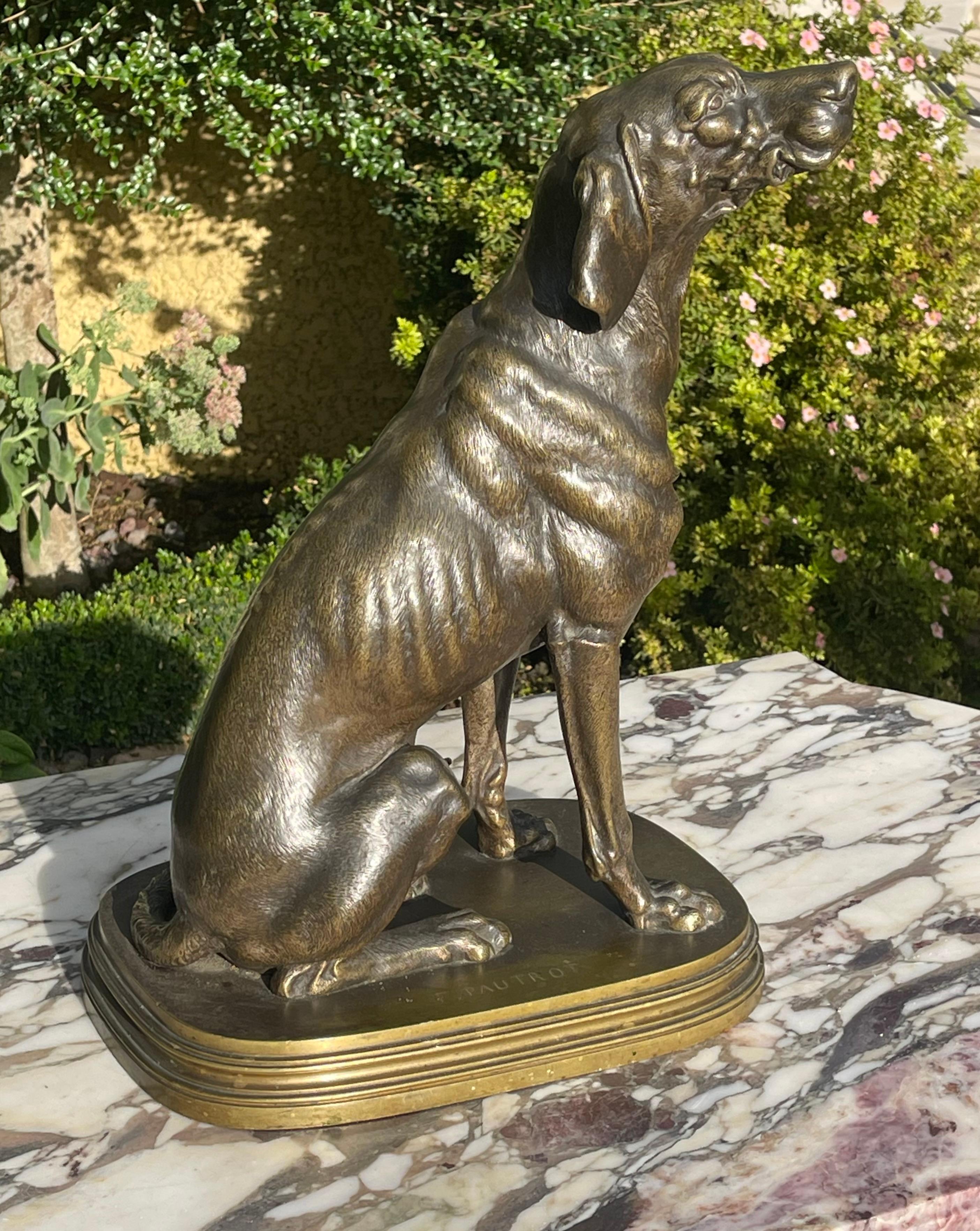 Ferdinand PAUTROT - Bronze, chien de chasse Bon état - En vente à Beaune, FR