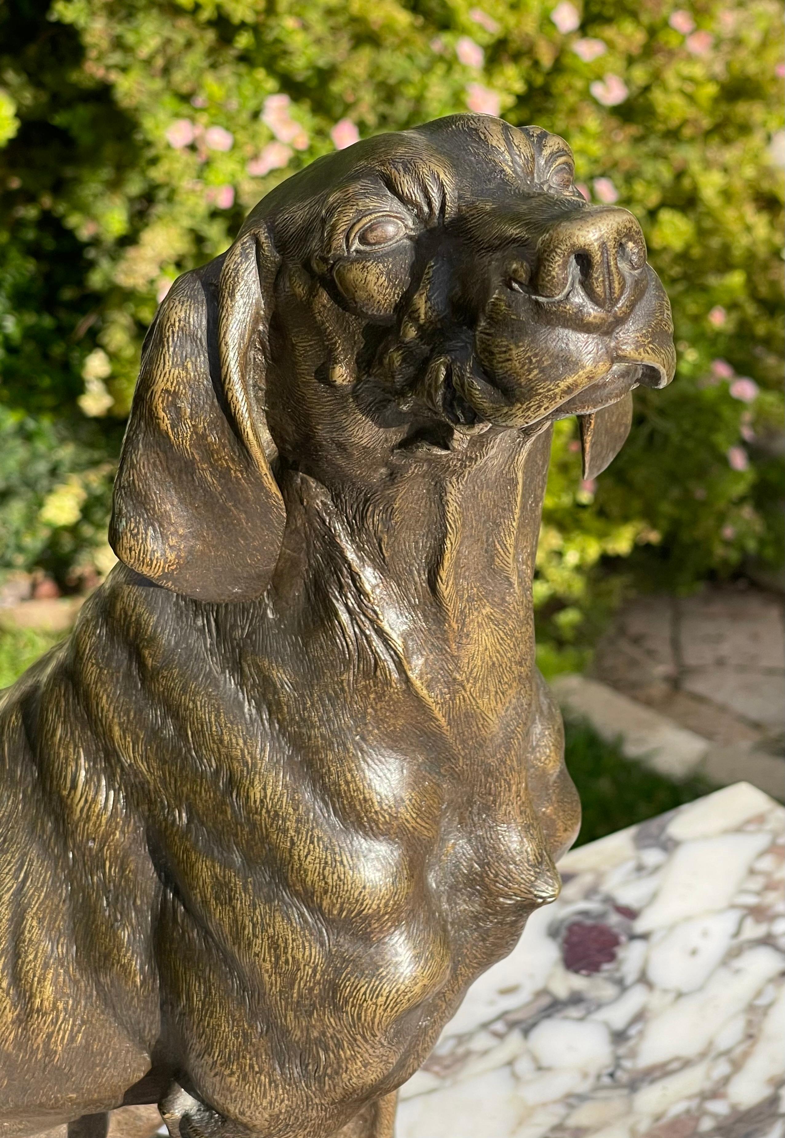 Toile Ferdinand PAUTROT - Bronze, chien de chasse en vente