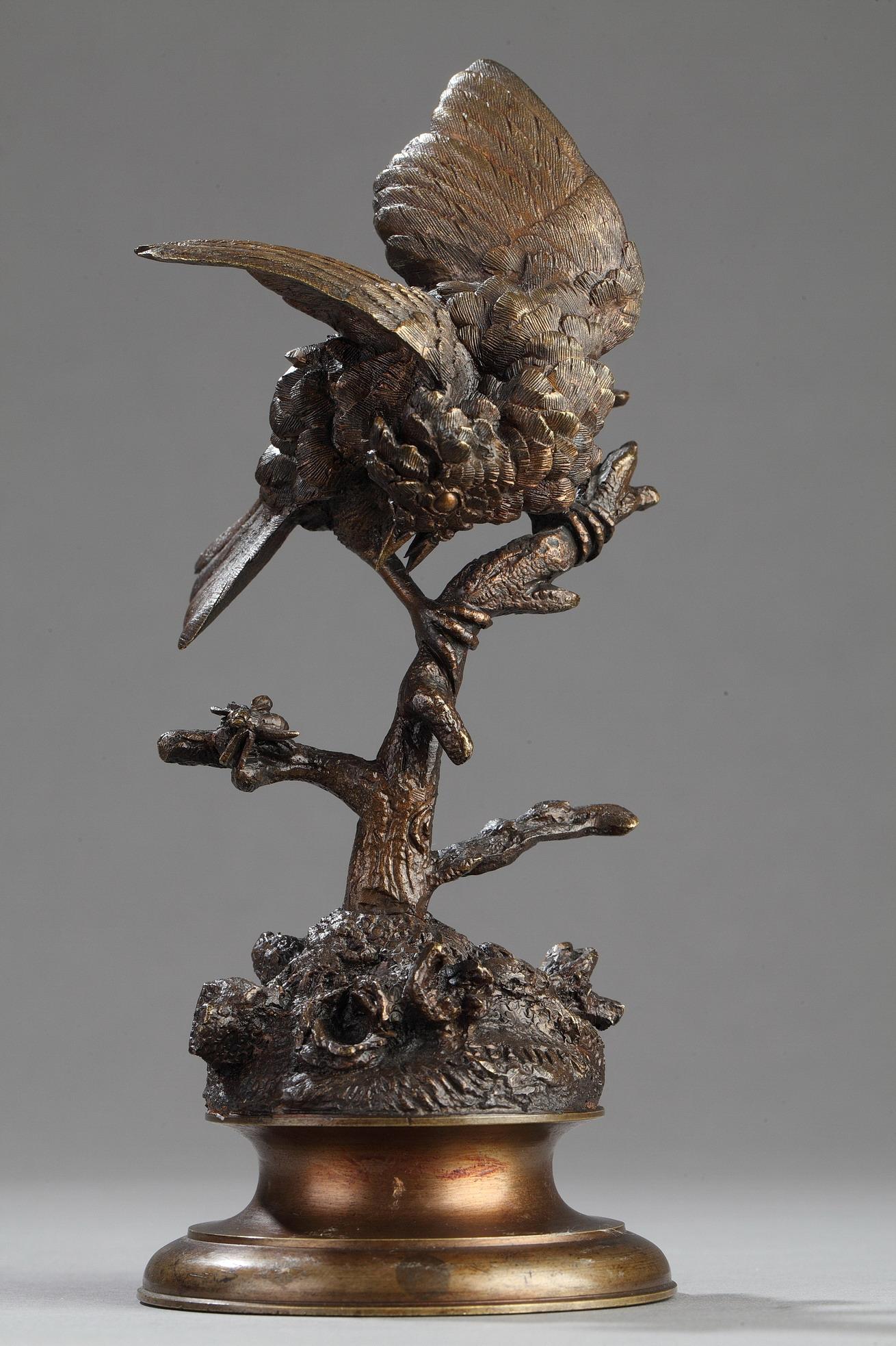 Ferdinand Pautrot Figurative Sculpture - Bird on a branch