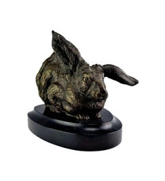 Bronze hare sculpture by + Ferdinand Pautrot (1832 - 1874)