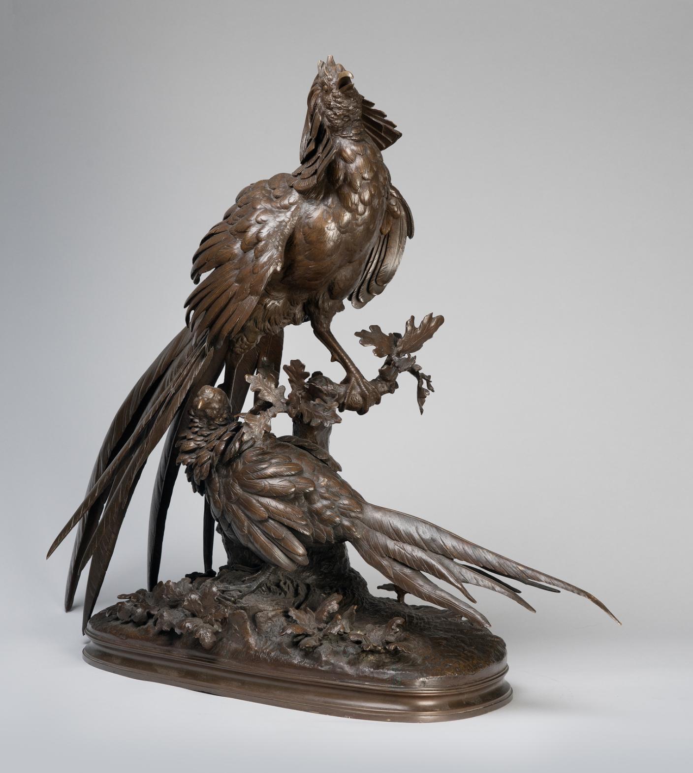 Hahn und Henne (Fasane) – Sculpture von Ferdinand Pautrot