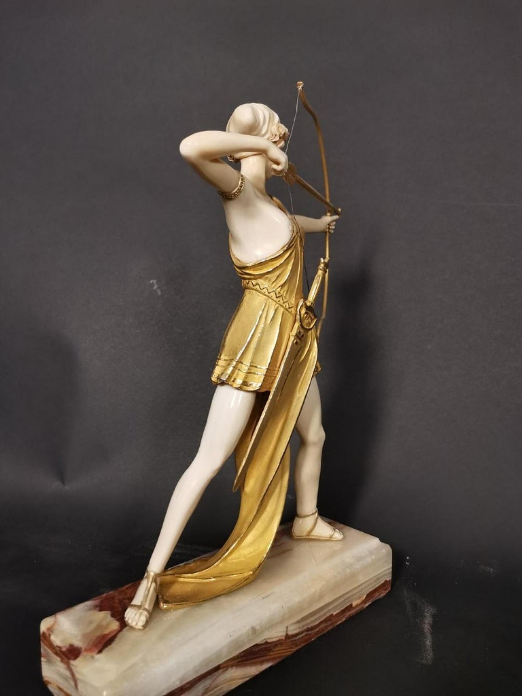 Hand-Carved Ferdinand Preiss, Diana, an Art Deco Figurine 20th Century Sign