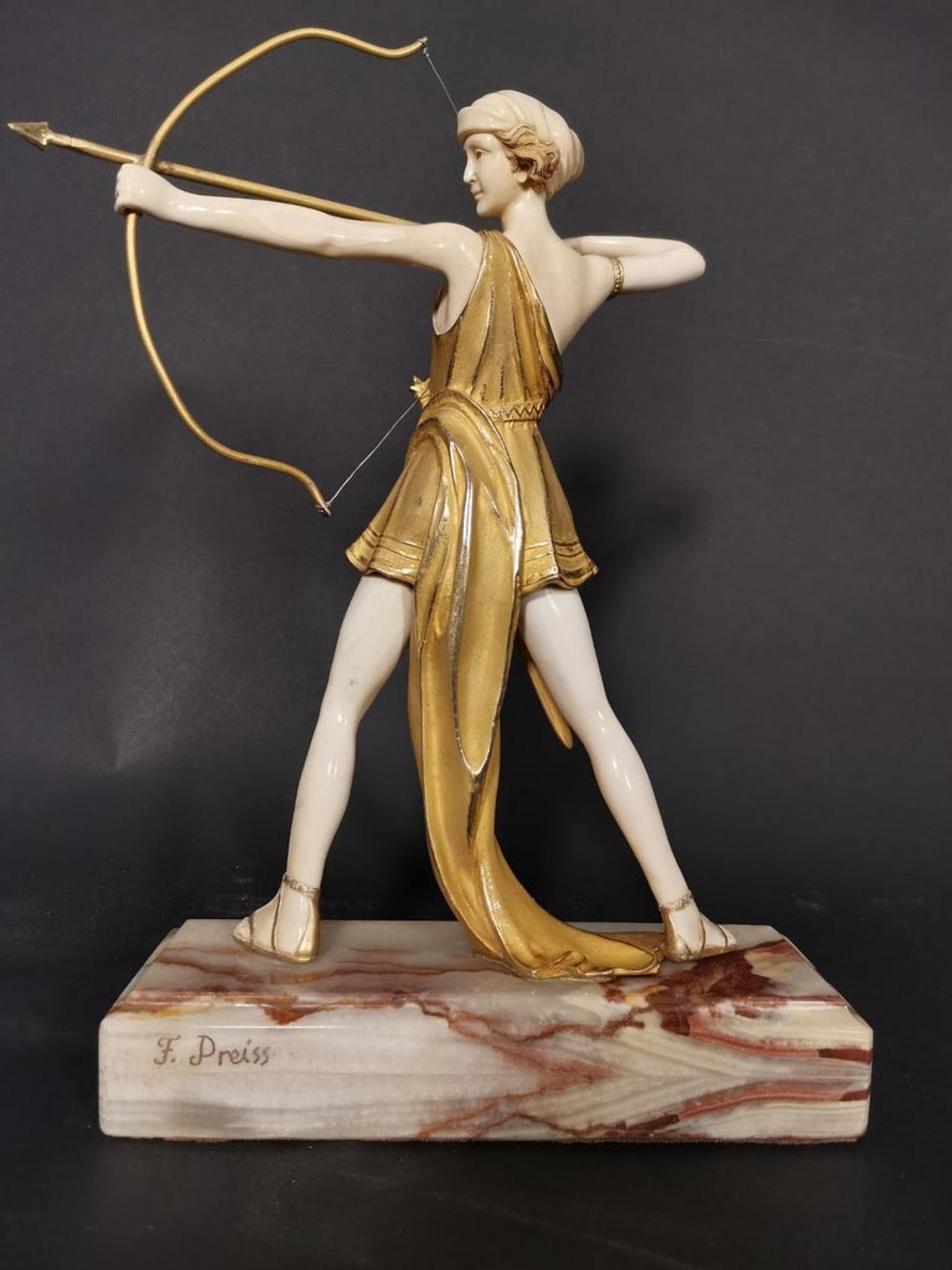 Ferdinand Preiss, Diana, an Art Deco Figurine 20th Century Sign In Good Condition In Madrid, ES
