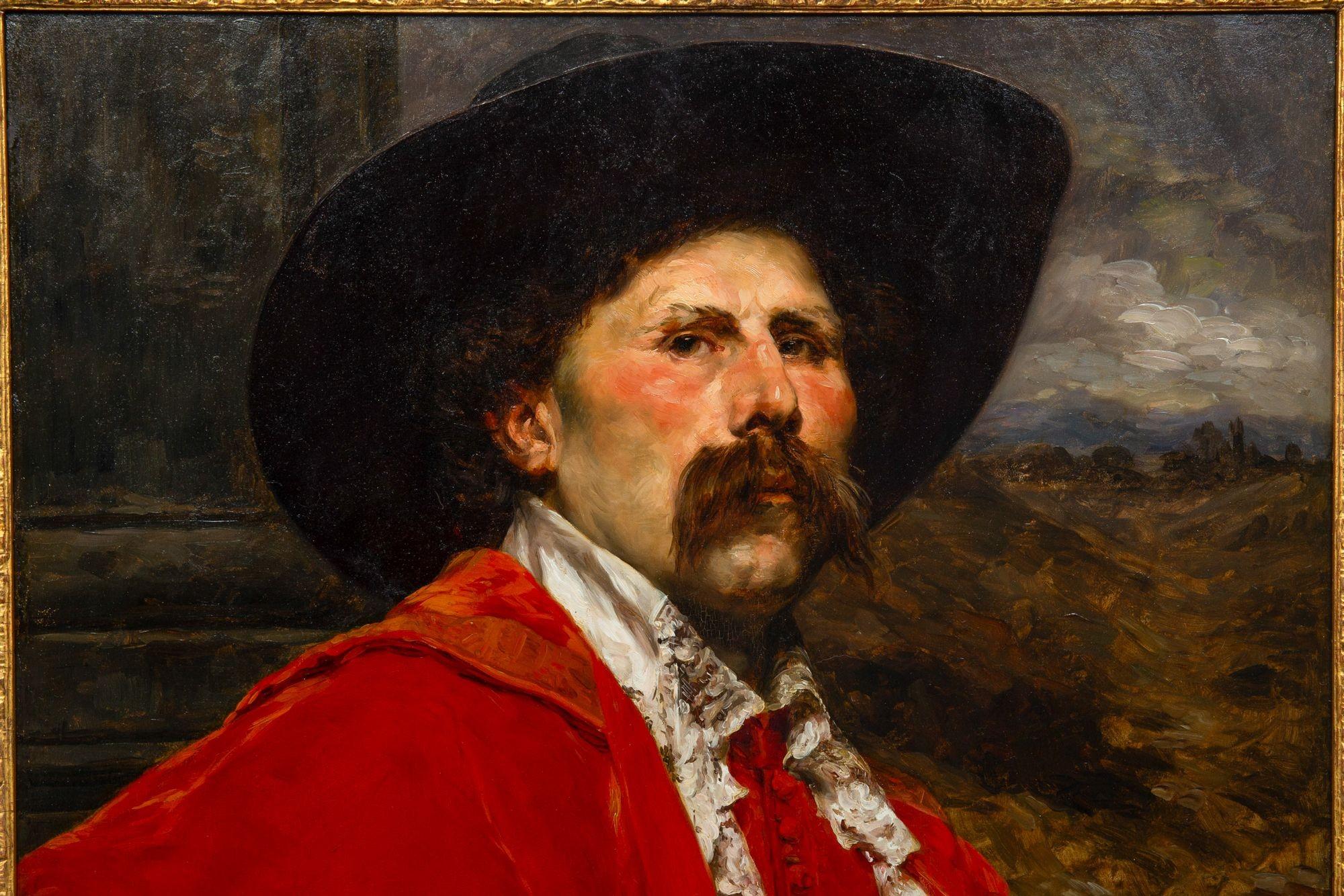 Ferdinand Roybet (französisch, 1840-1920) Porträtbild eines Caveliers ca. 1900 (Romantik) im Angebot
