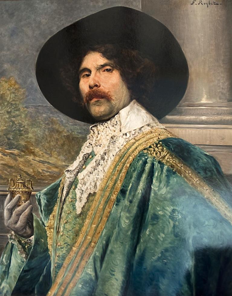 Ferdinand Victor Leon Roybet  Portrait Painting - A Portrait of a Cavalier 19th / 20th Century Painting by Ferdinand Roybert