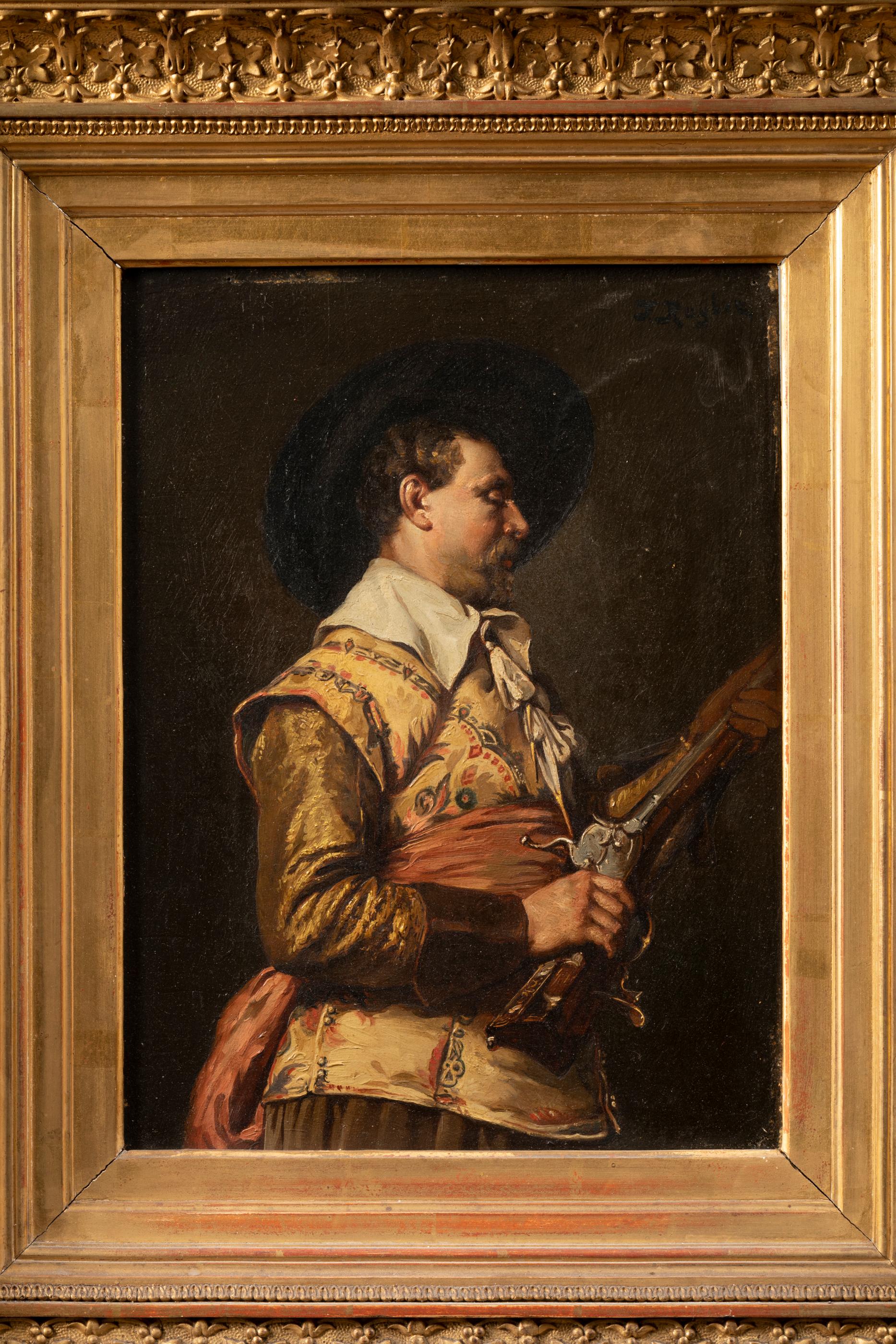 Ferdinand Roybet (Uzès, 1840 - Paris, 1920).
Musketeer with an Arquebus.
Oil on panel signed in the upper right corner.
Sizes with frame: Length 54.5 cm, width: 47 cm
Sizes without frame: Height 31 cm, width 23.5 cm
Original frame from the 19th
