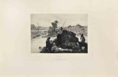 Le Repos - Etching by Ferdinand Roybet - 1860s