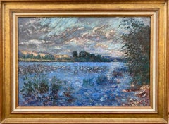 Blue and green landscape 1911 French Impressionist river view Seine near Giverny