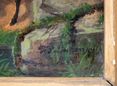 Wild Horses and a Snake: Romantic Mid-19th Century Oil Painting