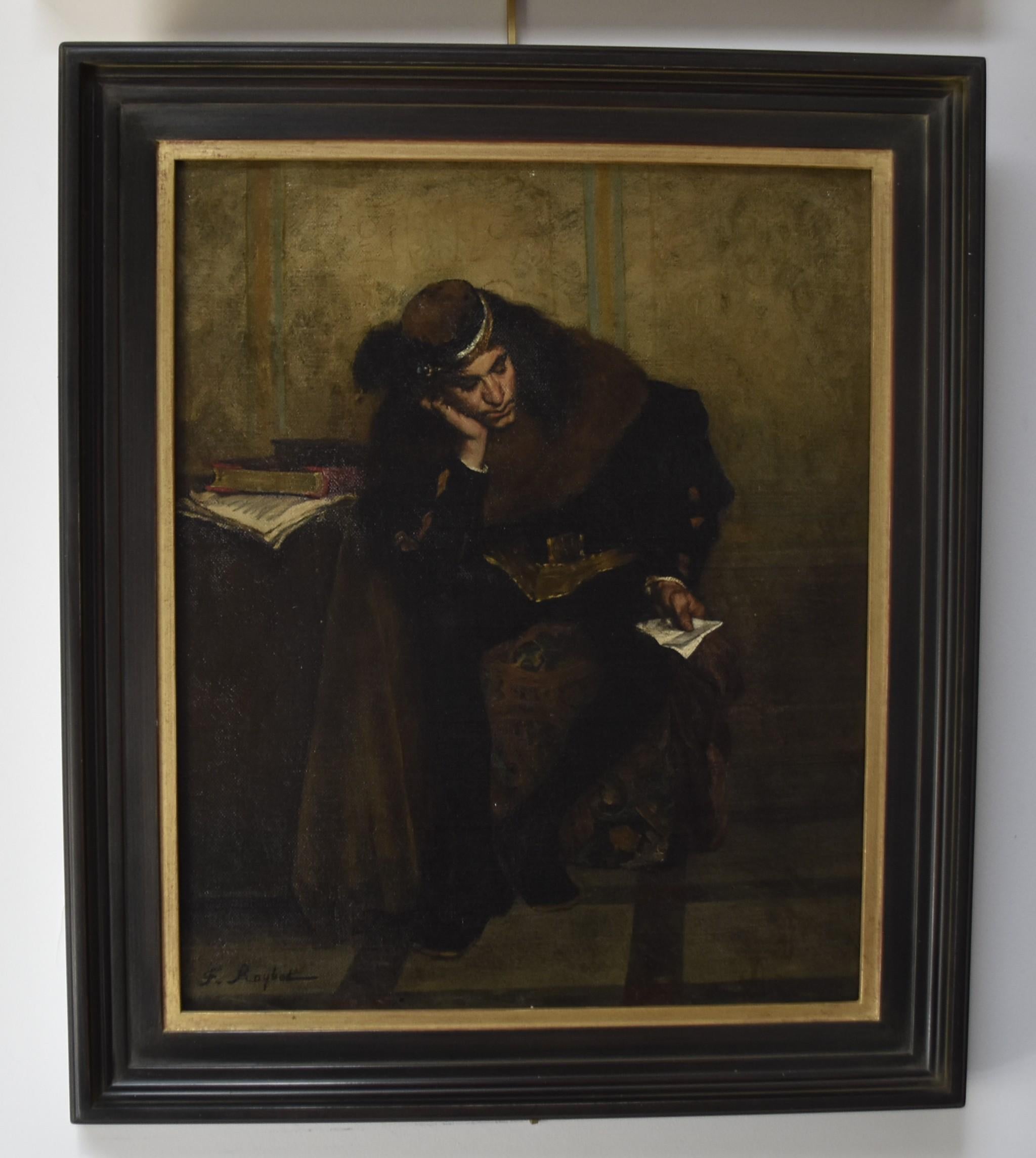 Ferdinand Roybet (1840-1920) A young man reading a letter, oil on canvas - Painting by Ferdinand Victor Leon Roybet 
