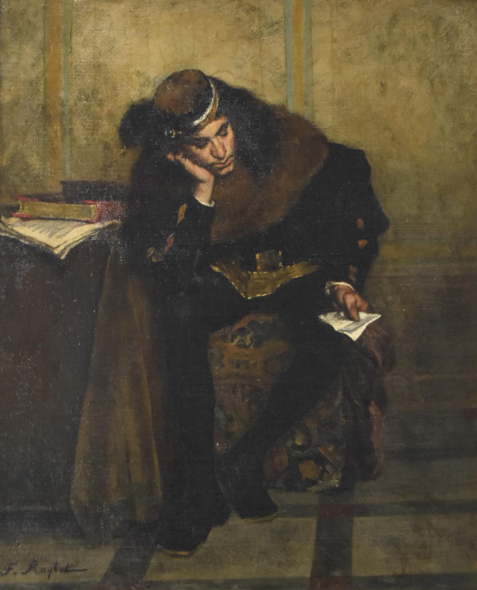 Ferdinand Victor Leon Roybet  Figurative Painting - Ferdinand Roybet (1840-1920) A young man reading a letter, oil on canvas