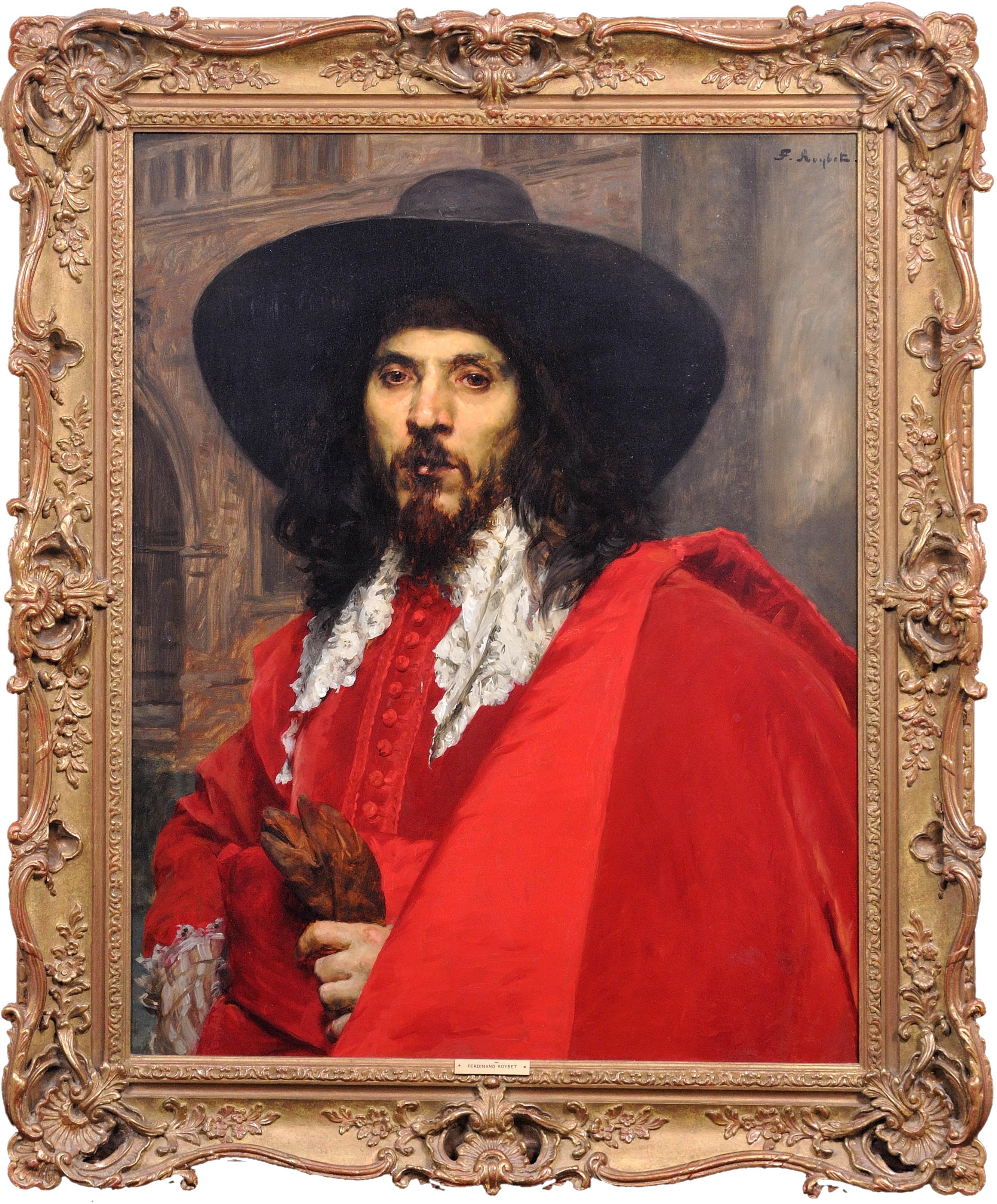 Figurative Painting di Ferdinand Victor Leon Roybet  - Le Mousquetaire Moschettiere Cavaliere Tradizione spagnola Influenza di Diego Velázquez