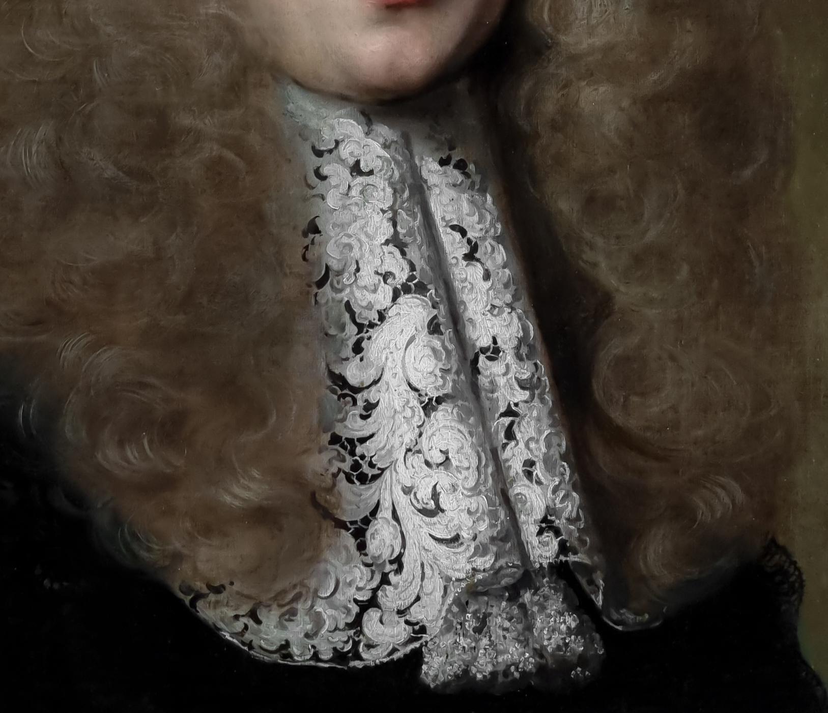 Portrait Painting of a Gentleman with a Black Coat and Elaborate Lace Collar 1