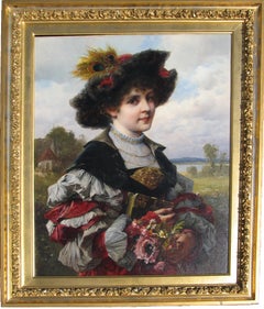 Antique Girl in Elegant Dress oil painting by Ferdinand Wagner II