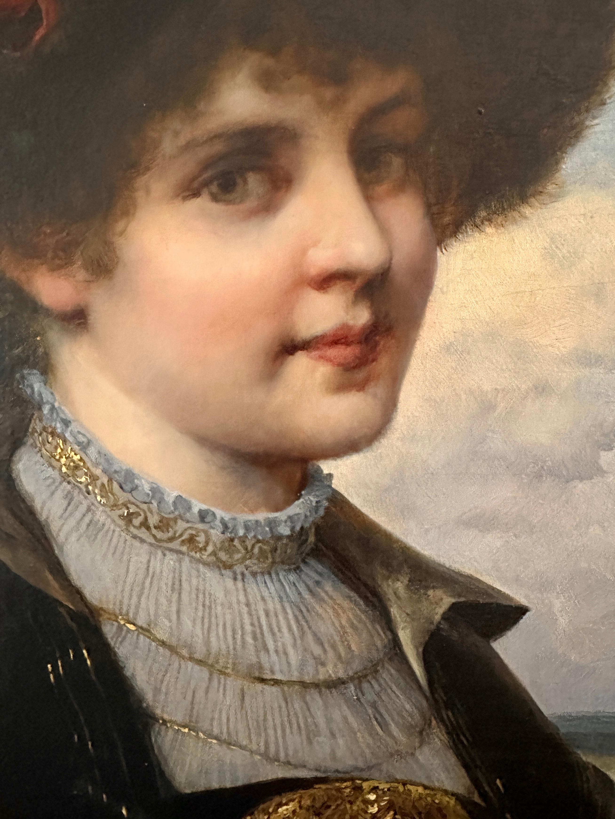 Girl in Elegant Dress oil painting by Ferdinand Wagner II For Sale 2