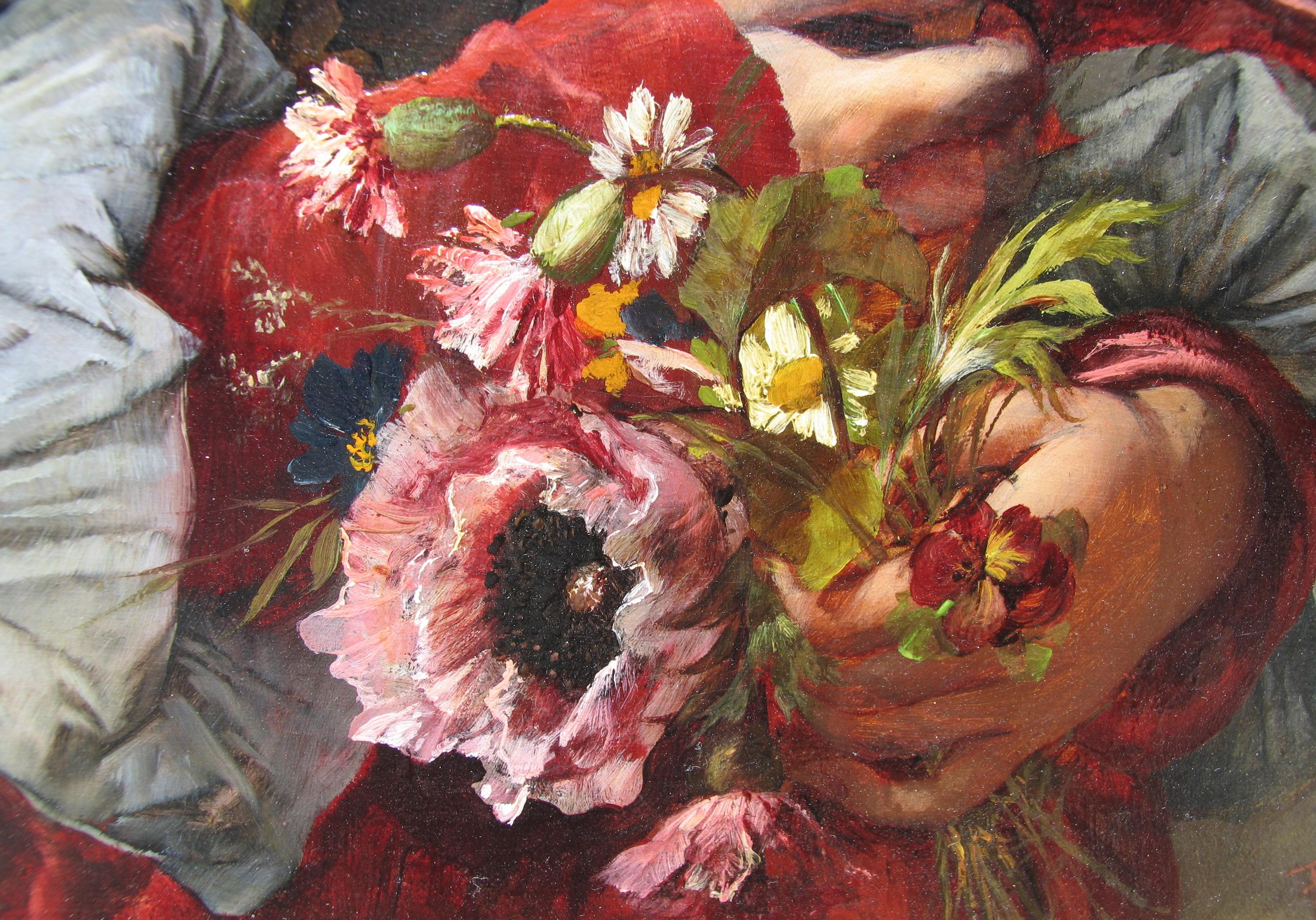 Girl in Elegant Dress oil painting by Ferdinand Wagner II For Sale 4