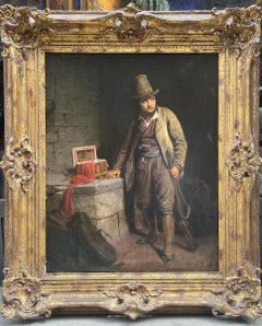 Italian Brigand in His Refuge with Jewel Casket, Signed Pauwels, c.1850