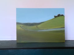 Uphill No. 2, Acrilico, Pannello di legno, Paesaggio, Acqua, Erba, Colline