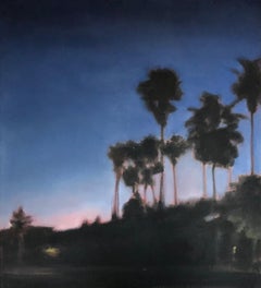 Waterman Palms No. 1, California, Palm Trees, Blue, Pink, Landscape, Trees