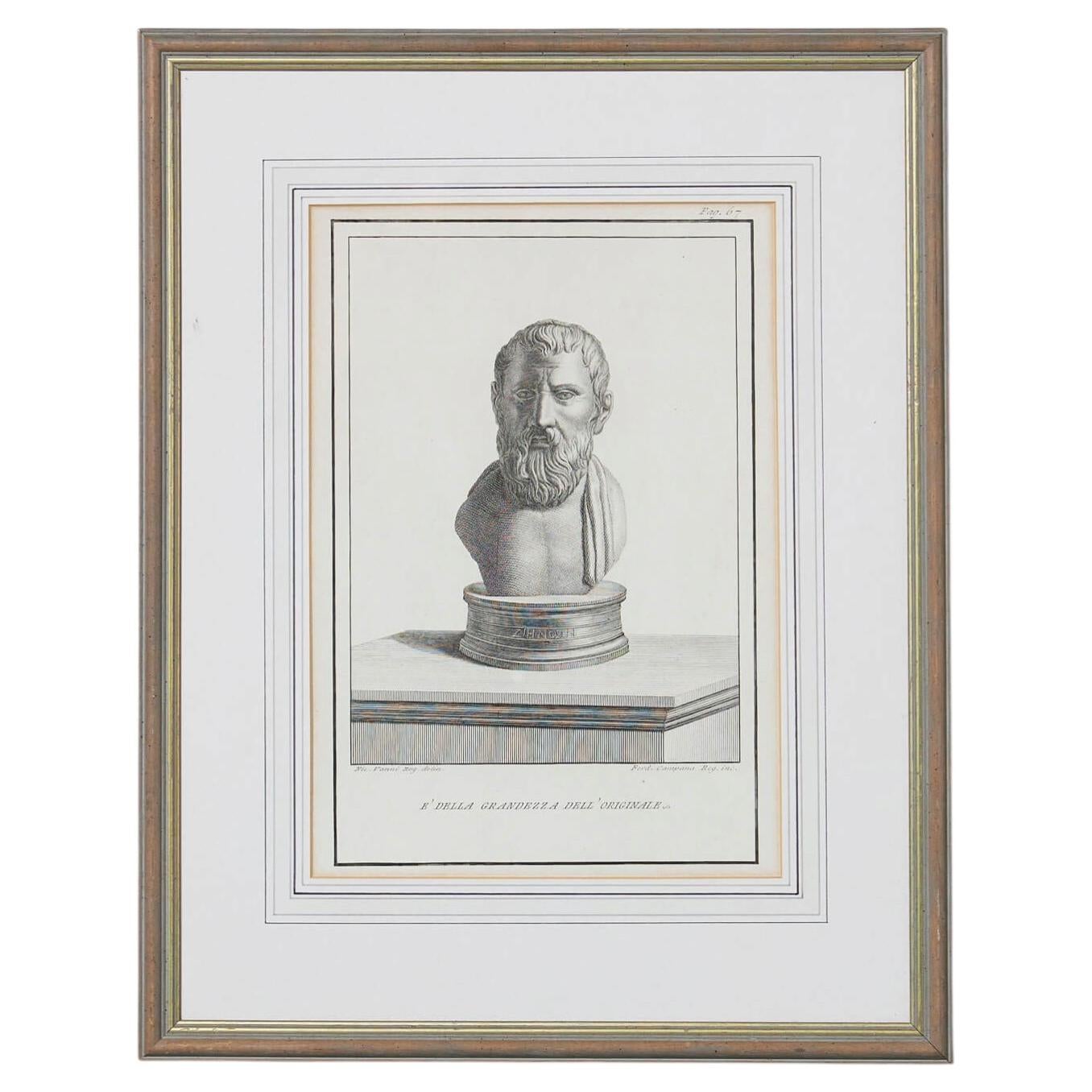 Ferdinando Campana Gravure d'un buste romain antique en vente