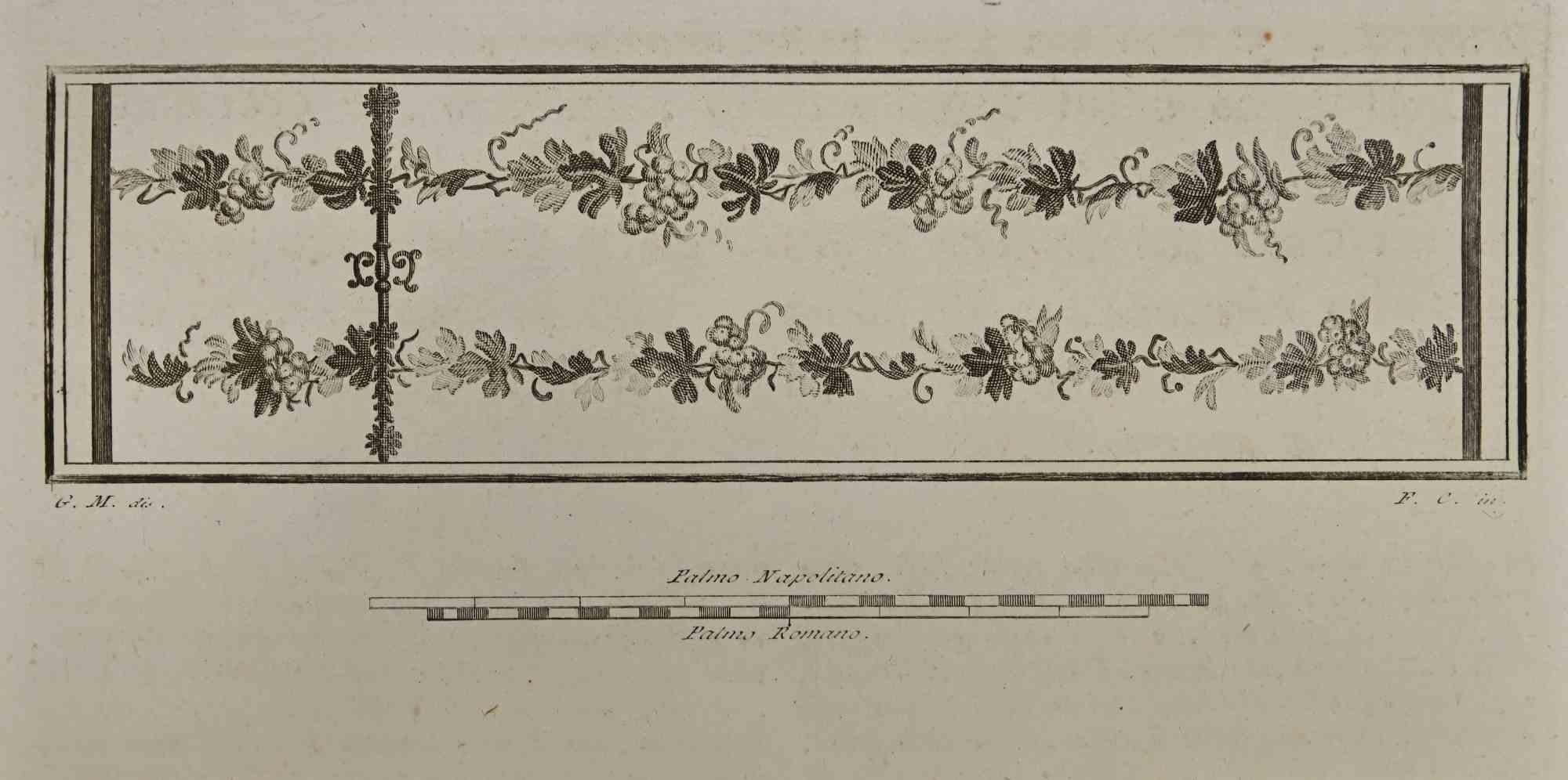 Figurative Print Ferdinando Campana - Fresco romain ancien d'Herculanum - gravure de F. Campana - 18ème siècle