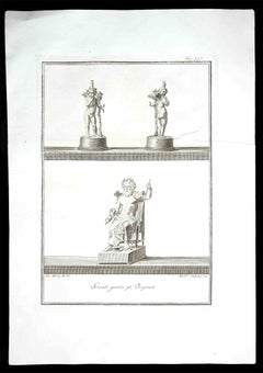 Ancient Roman Statues - Etching by Ferdinando Campana - 1700s