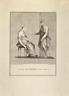 Lady and Archer - Etching by Ferdinando Campana - 18th Century