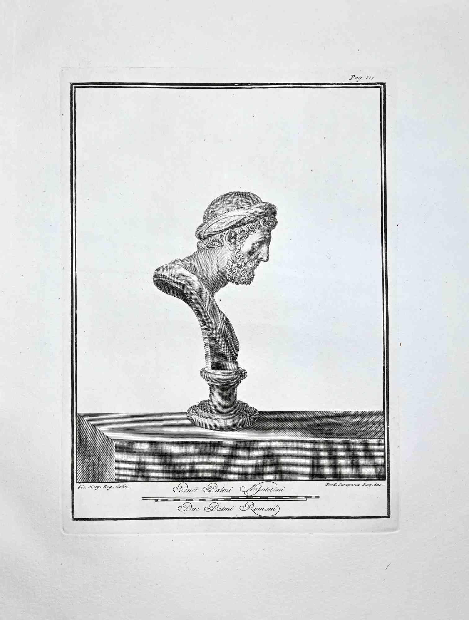Profile of Ancient Roman Bust, from the series bAntiquities of Herculaneum",  is an original etching on paper realized by Ferdinando Campana.

Signed on the plate, on the lower right.

Sehr guter Zustand.

The etching belongs to the print suite