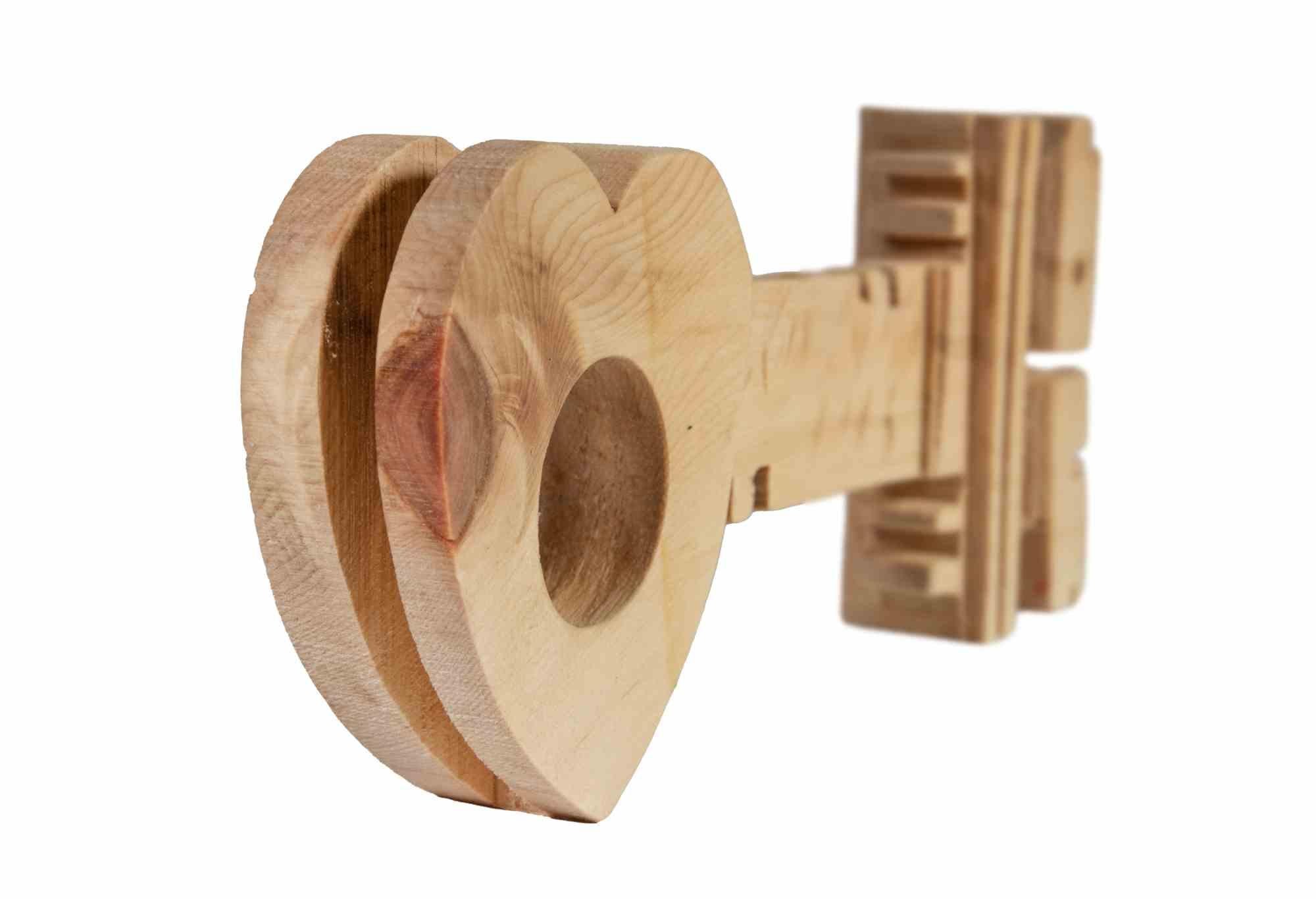 The Key to Heart – Holzskulptur von Ferdinando Codognotto – Holzskulptur – 2023 im Angebot 1