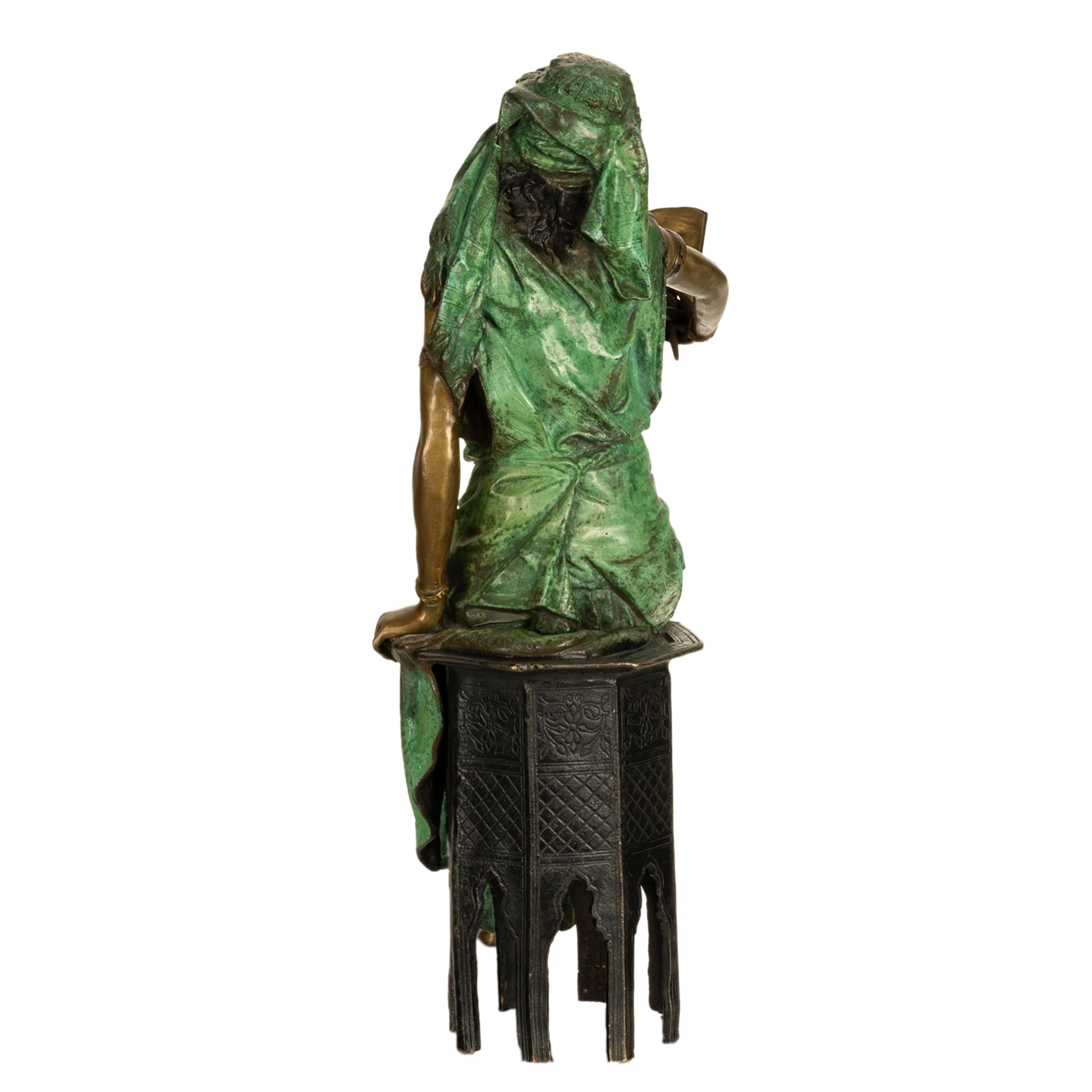 Antike italienische Jugendstil-Figur eines arabischen Mädchens aus kalt bemalter Bronze, 1900 im Angebot 1