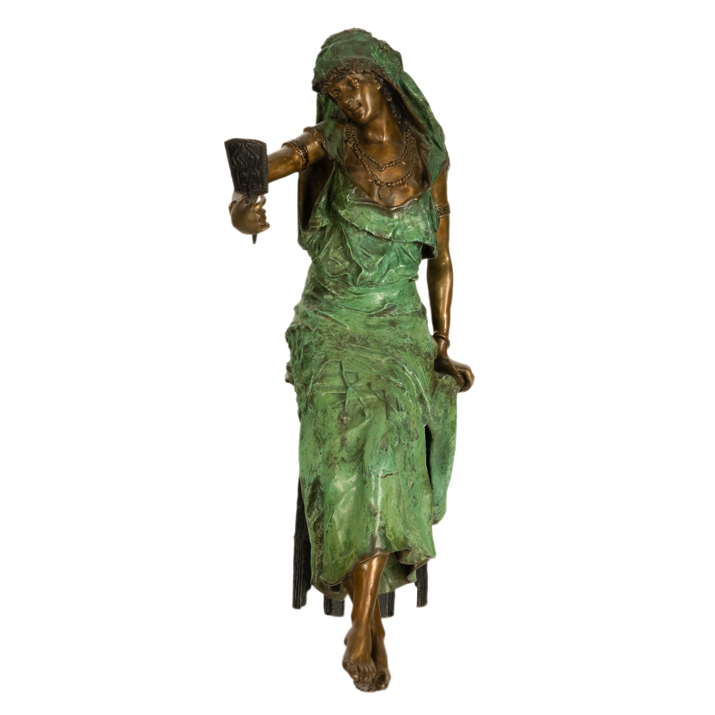 Antike italienische Jugendstil-Figur eines arabischen Mädchens aus kalt bemalter Bronze, 1900 im Angebot 3