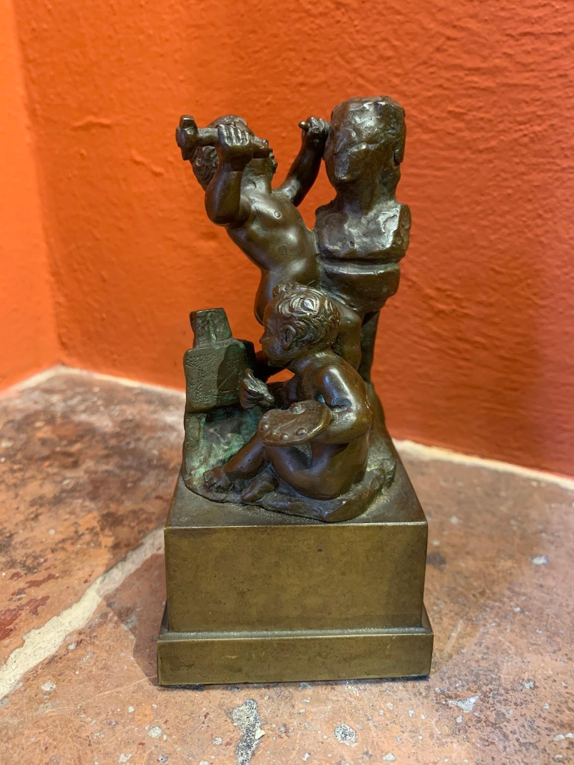 Bronzetto italiano figurativo allegorico della fine del XIX secolo - Sculpture by Ferdinando De Luca