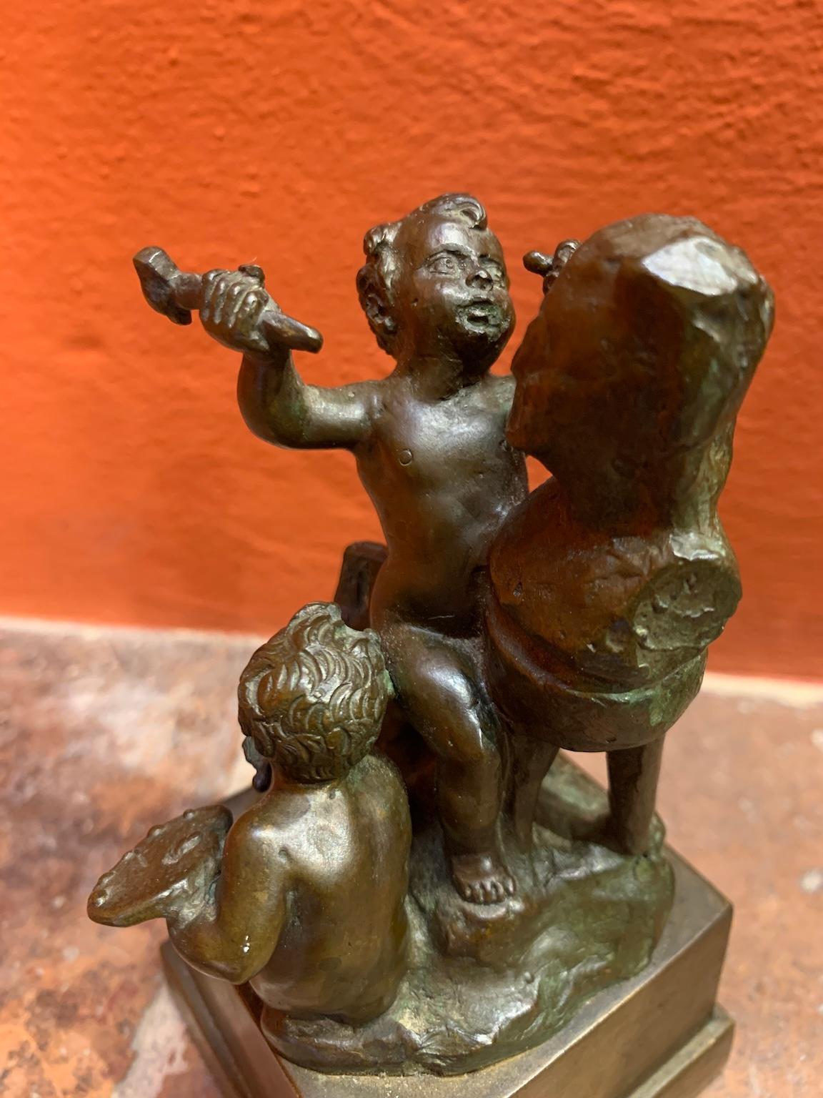 Bronzetto italiano figurativo allegorico della fine del XIX secolo im Angebot 3