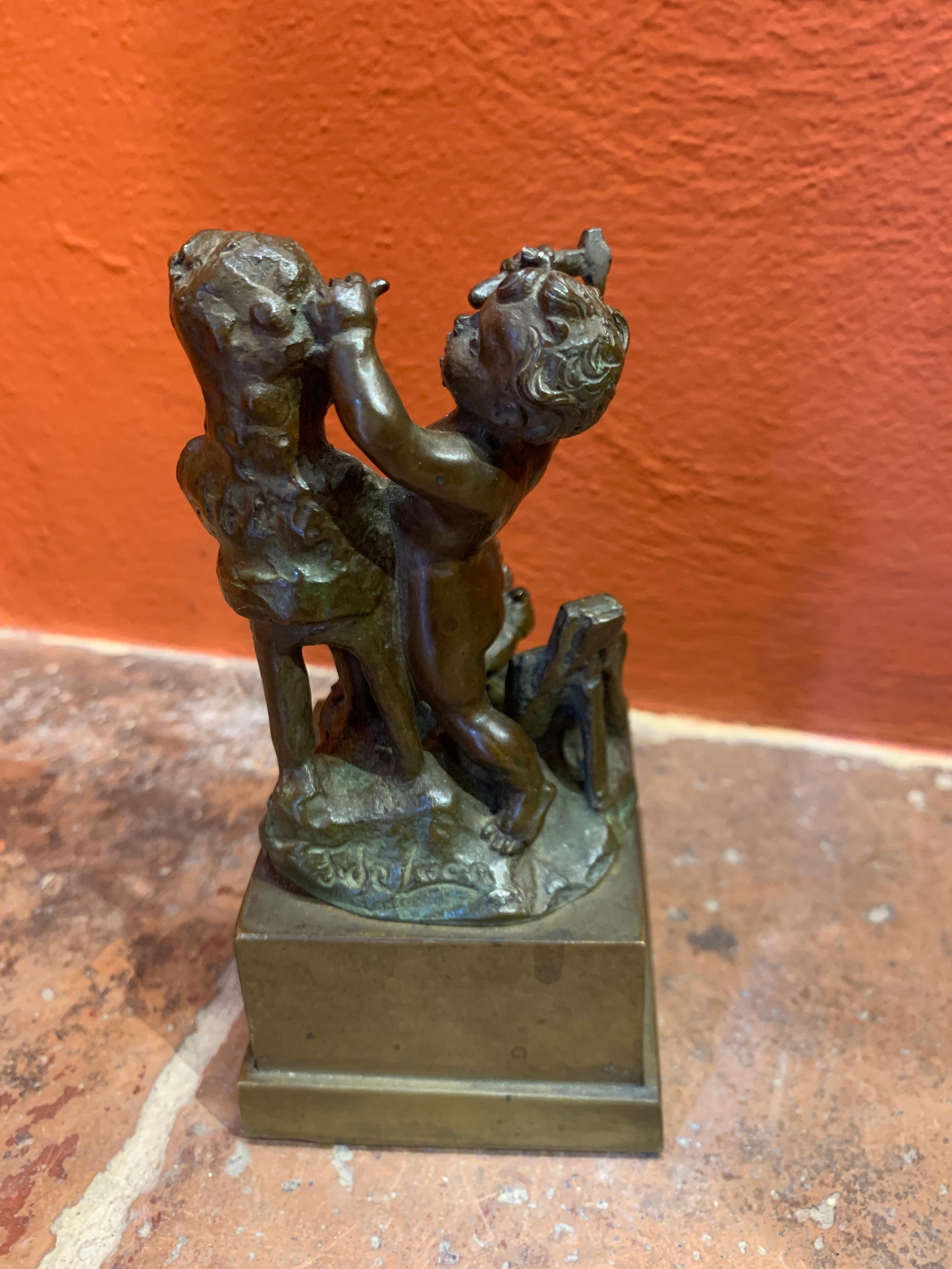 Bronzetto italiano figurativo allegorico della fine del XIX secolo im Angebot 5