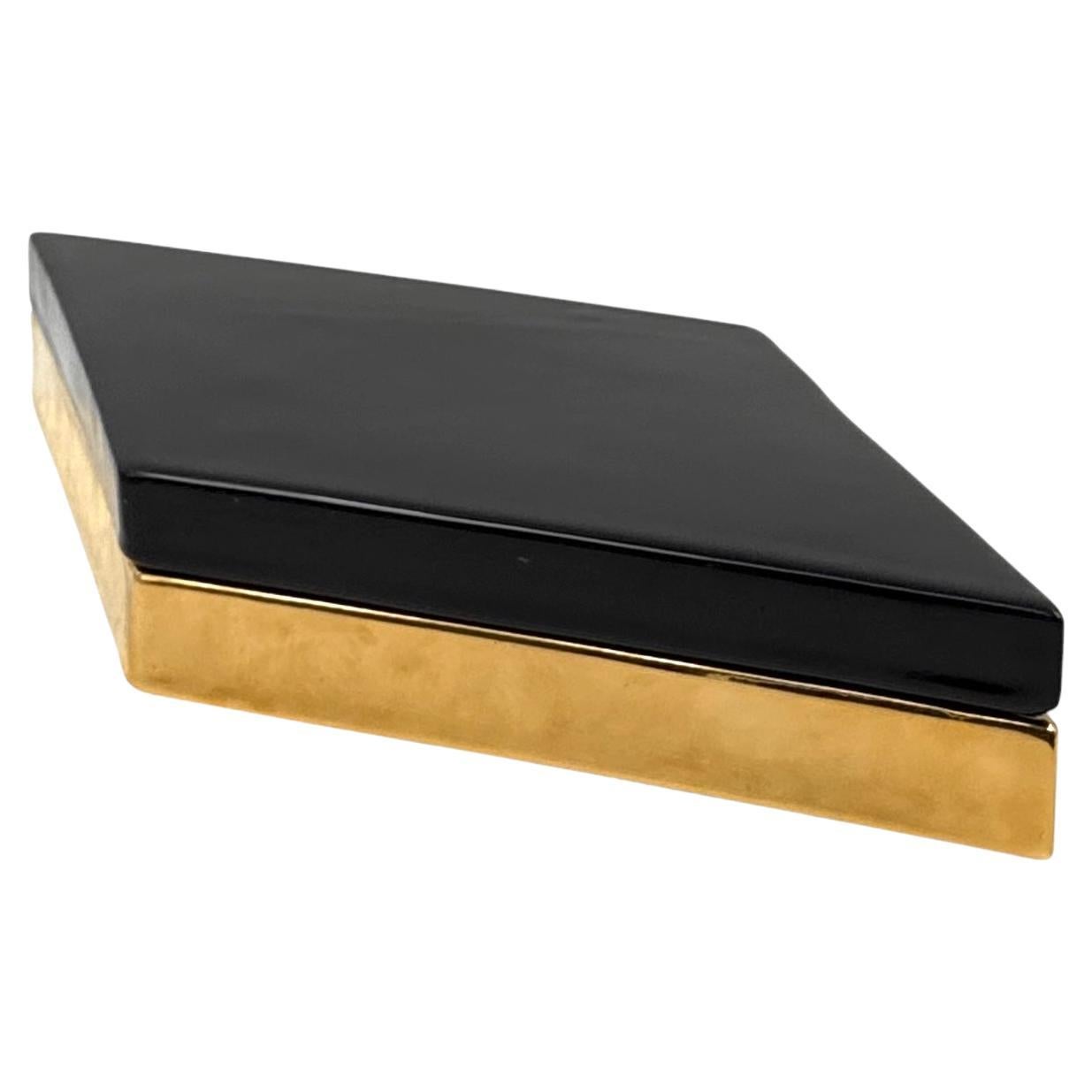 Ferdinando Loffredo, golden ceramic box, ceramiche del Ferlaro, Italy 1970s