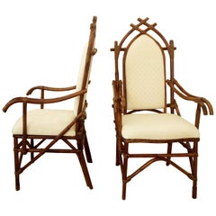 Ferdinando Loffredo Hollywood Regency Italian Bamboo Malacca Armchairs