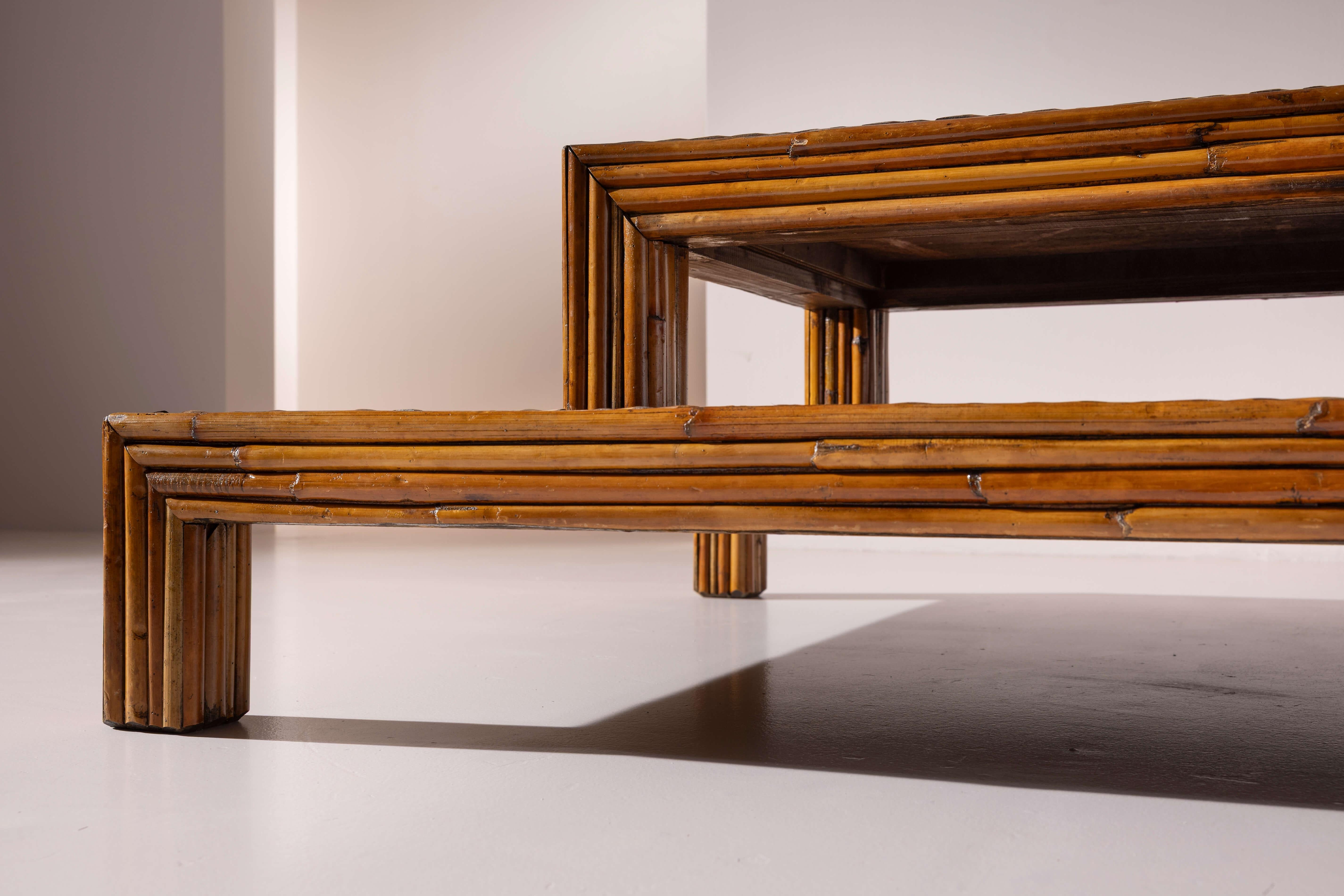 Ferdinando Loffredo pair of bamboo coffee tables, Italy, 1960s For Sale 2