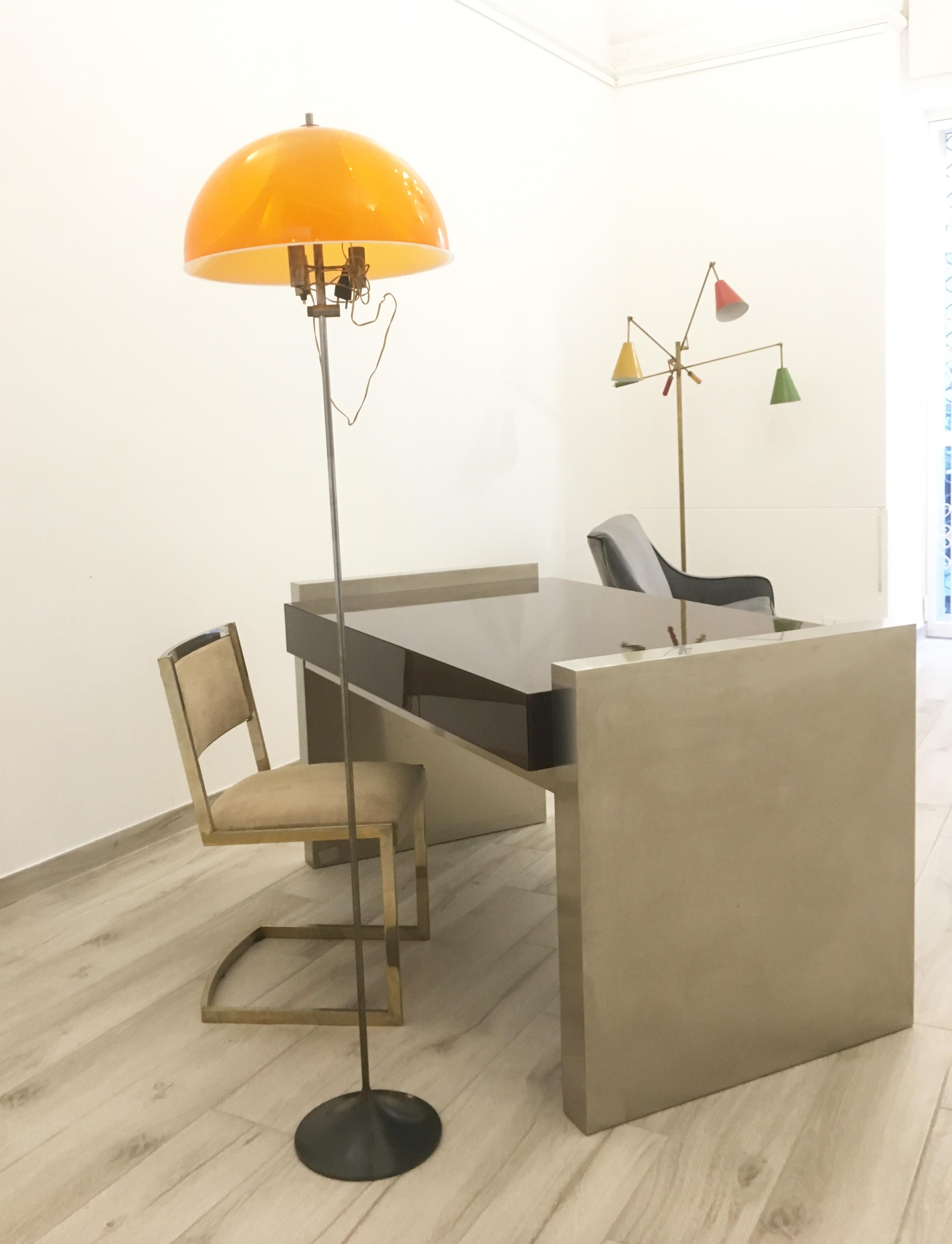 Mid-Century Modern Steel and Wood Desk, Italy, 1985, Signed