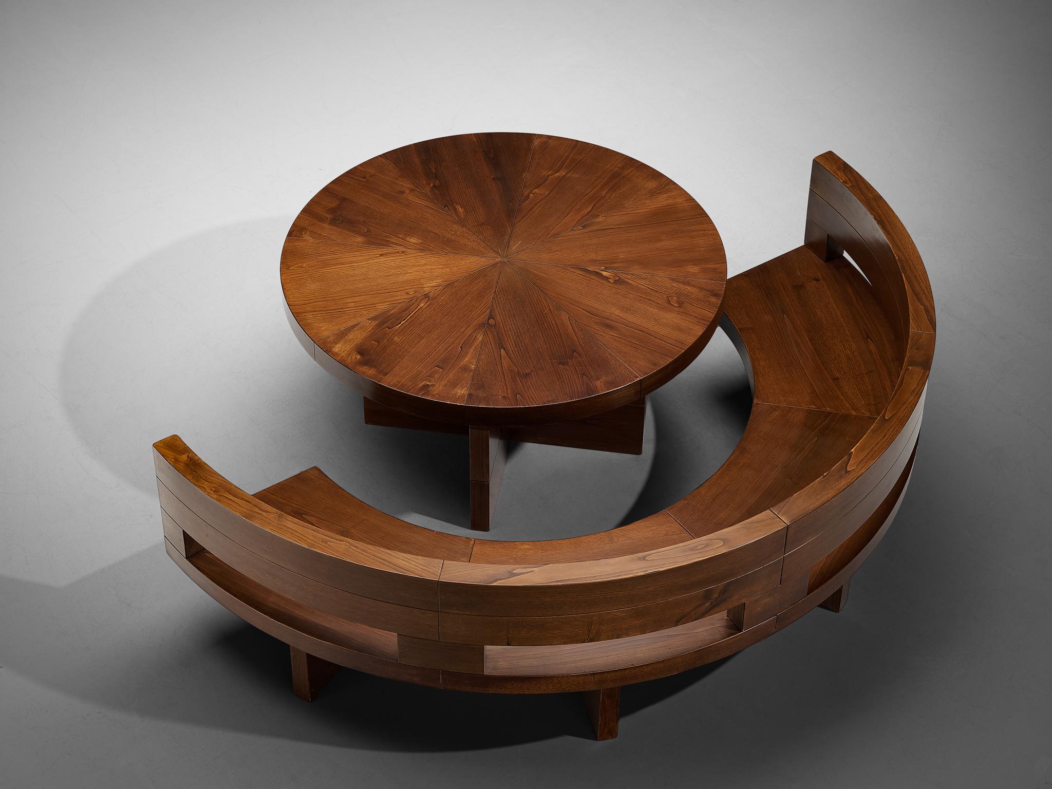 Ferdinando Meccani 'Circolare' Dining Set with Table and Bench in Ash Wood In Good Condition For Sale In Waalwijk, NL