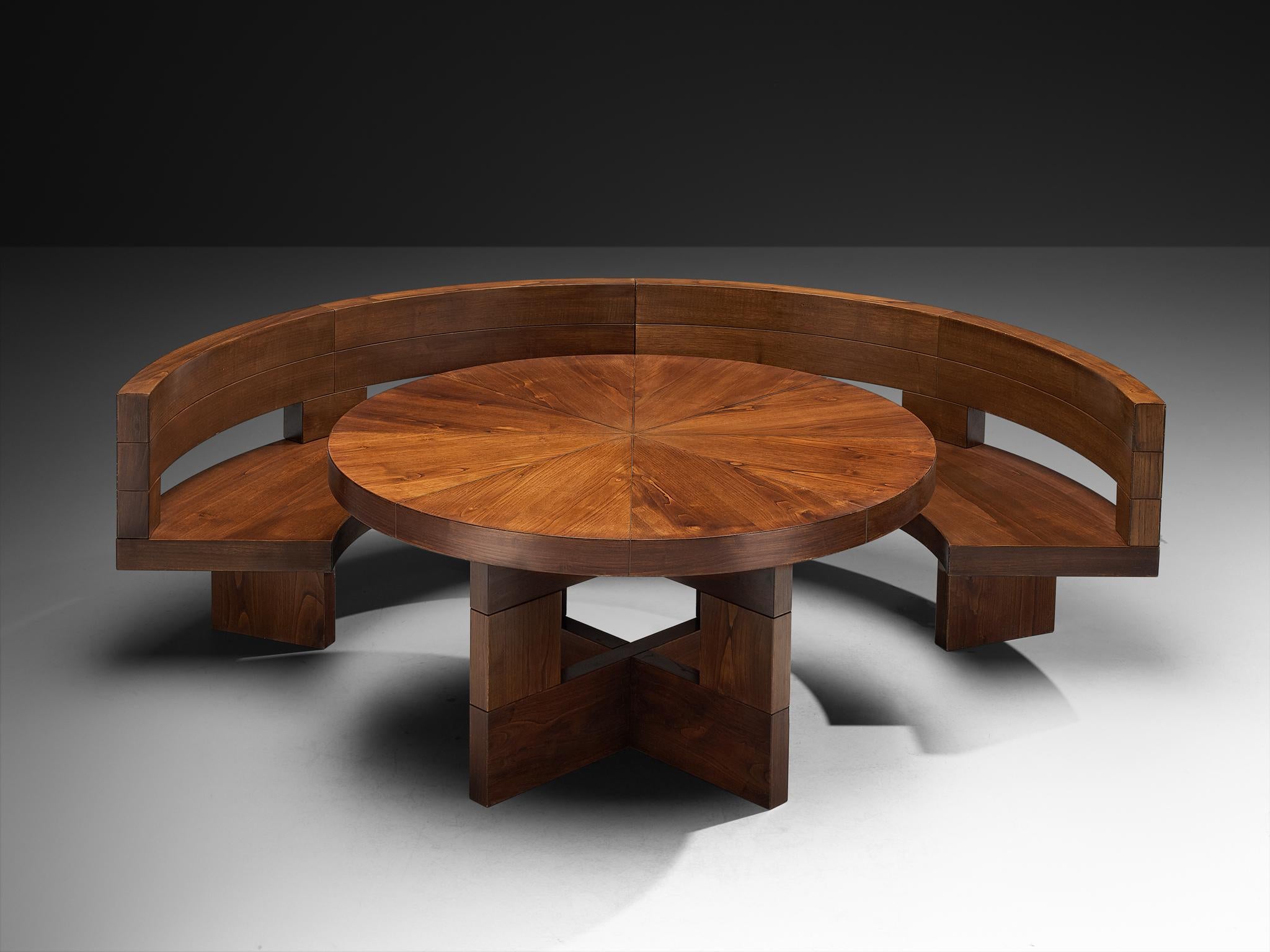 Ferdinando Meccani 'Circolare' Dining Set with Table and Bench in Ash Wood For Sale 1