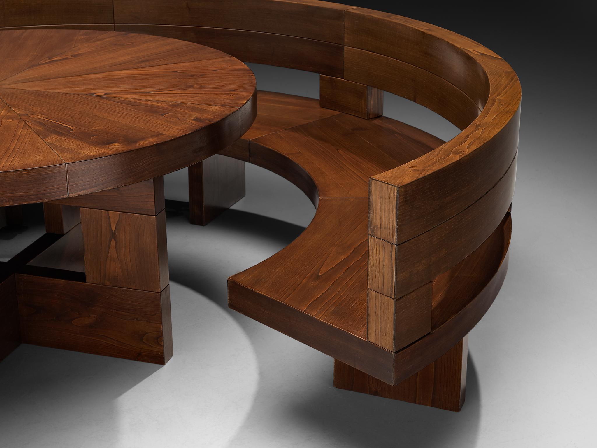 Ferdinando Meccani 'Circolare' Dining Set with Table and Bench in Ash Wood For Sale 2
