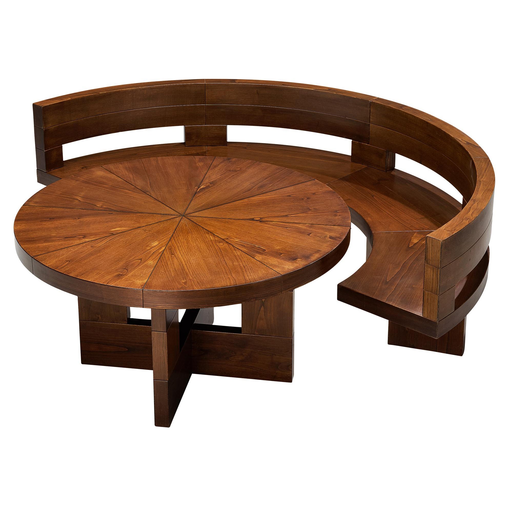 Ferdinando Meccani 'Circolare' Dining Set with Table and Bench in Ash Wood For Sale